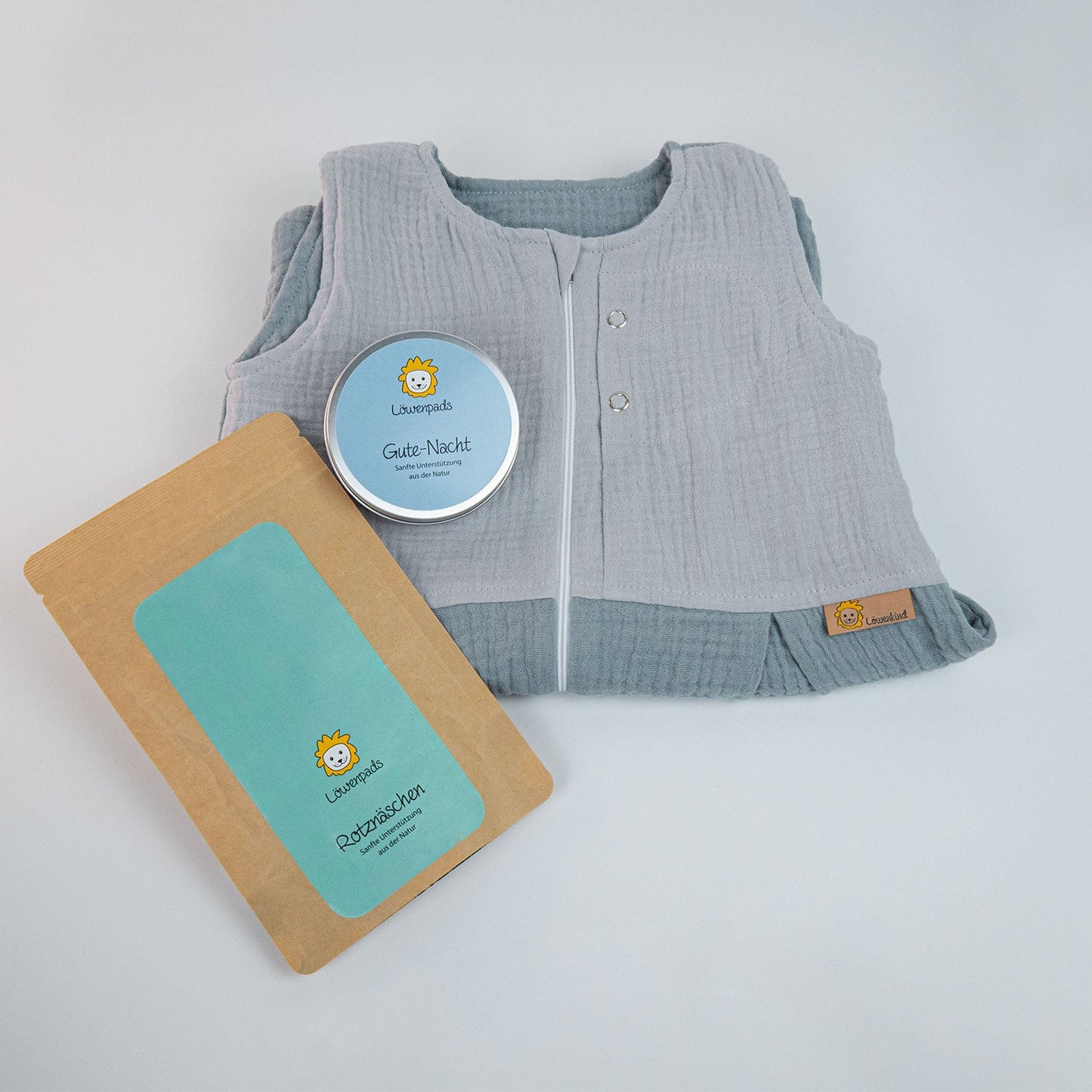 Schlafsack-Set mit Gute-Nacht-Dose und Rotznäschen-Nachfüllpackung