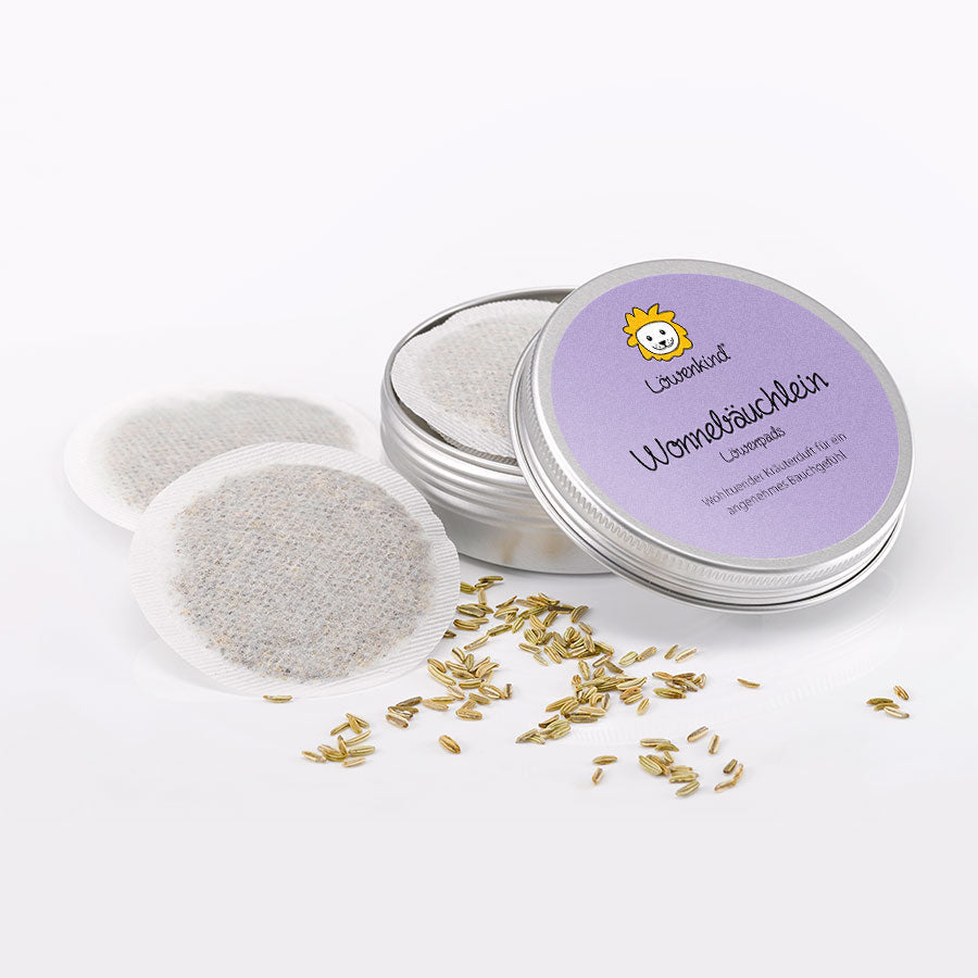 Wonnebäuchlein Kräuterpad-Dose geöffnet mit Kräutern