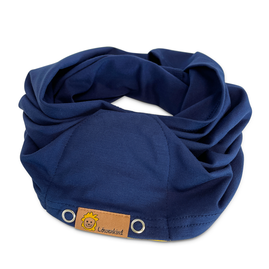 Loop-Schal in dunkelblau mit Pad-Tasche