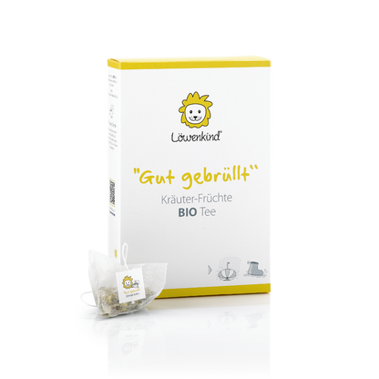 "Gut gebrüllt"-Tee mit Pyramidenbeutel