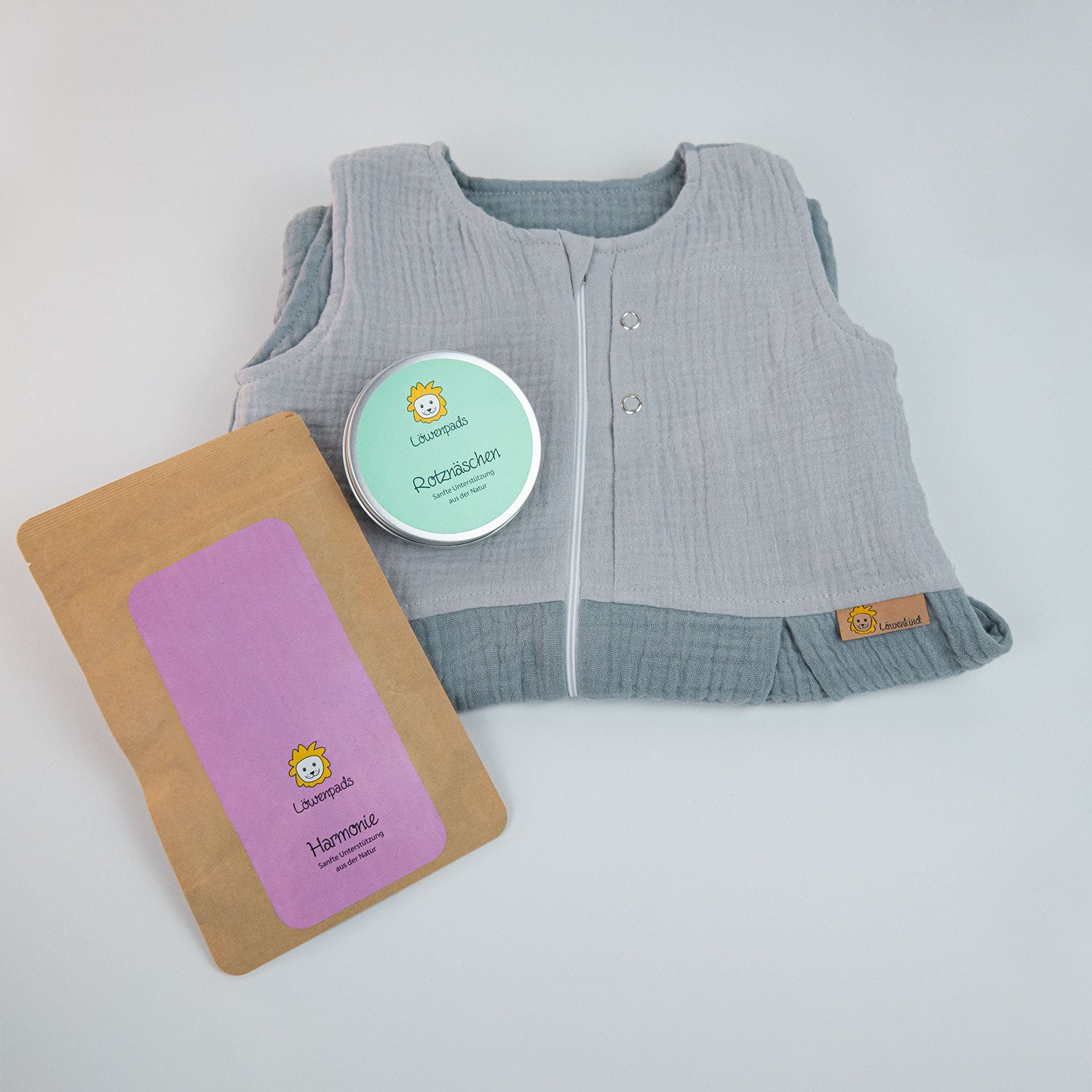 Schlafsack-Set mit Rotznäschen-Dose und 10er Harmonie-Nachfüllpackung