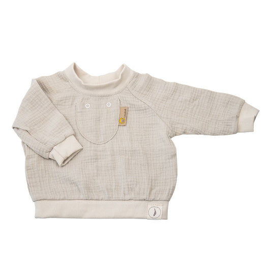 Musselin-Sweatshirt mit Pad-Tasche Frontseite