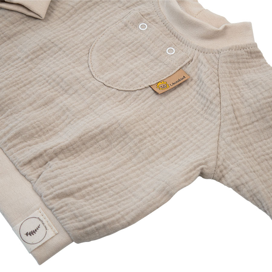 Musselin-Sweatshirt mit Pad-Tasche Details